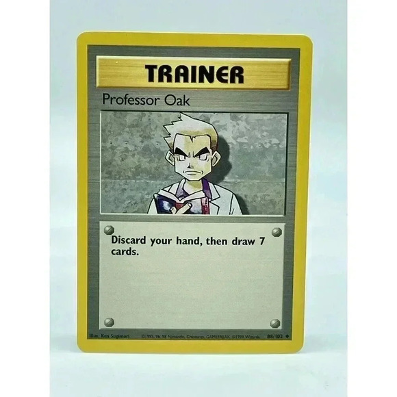 Professor Oak 88/102 Regular Pokémon Trainer Uncommon Non Holo Vintage 1999 LP‎ - Picture 1 of 6